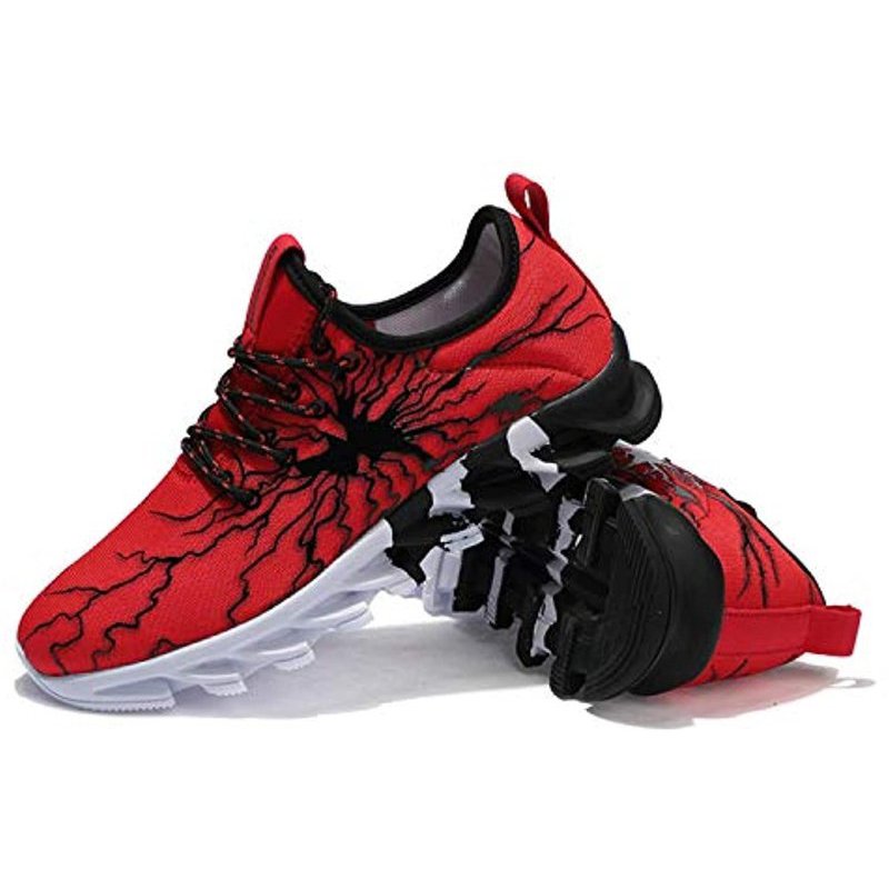 UMYOGO Fashion Graffiti Sneakers Tennis Running Shoes for Men Red