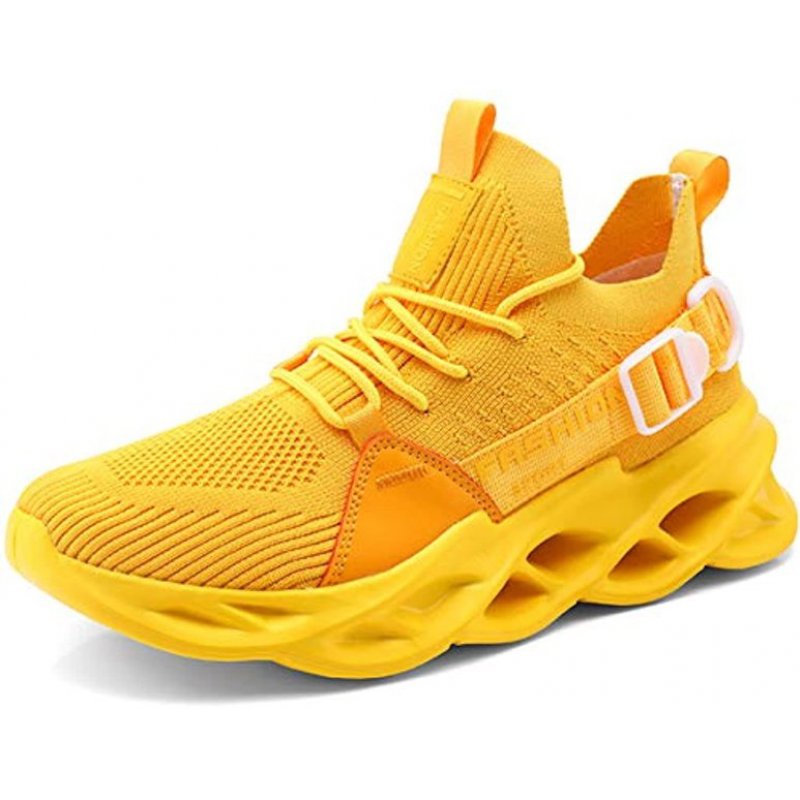 Damyuan Mens Running Walking Gym Athletic Tennis Blade Shoes Fashion Breathable Sneakers Yellow