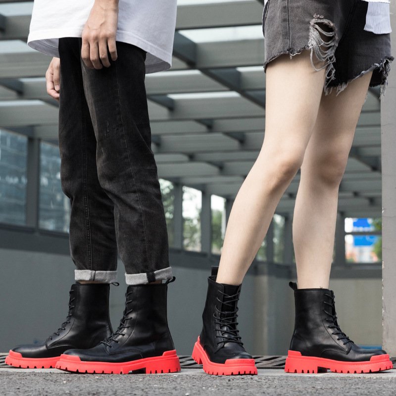 2021 autumn new inner heightening Martin boots couples thin eight-hole thick bottom sponge cake British style short boots