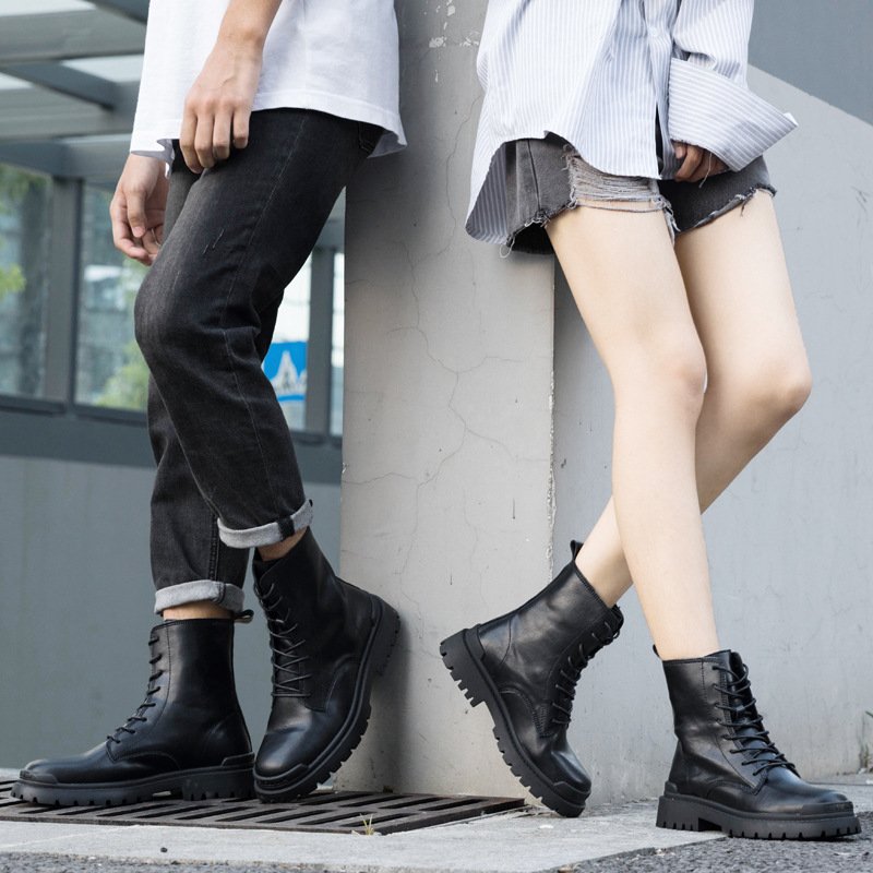 2021 autumn new inner heightening Martin boots couples thin eight-hole thick bottom sponge cake British style short boots