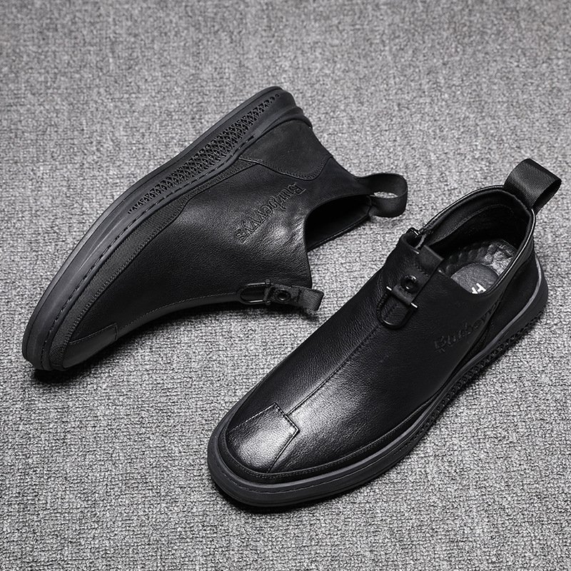 2021 autumn new single boots casual trendy shoes side zipper single shoes British leather boots personality men's shoes trend