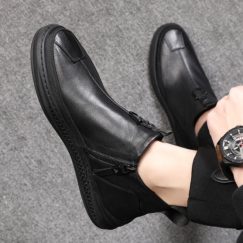 2021 autumn new single boots casual trendy shoes side zipper single shoes British leather boots personality men's shoes trend