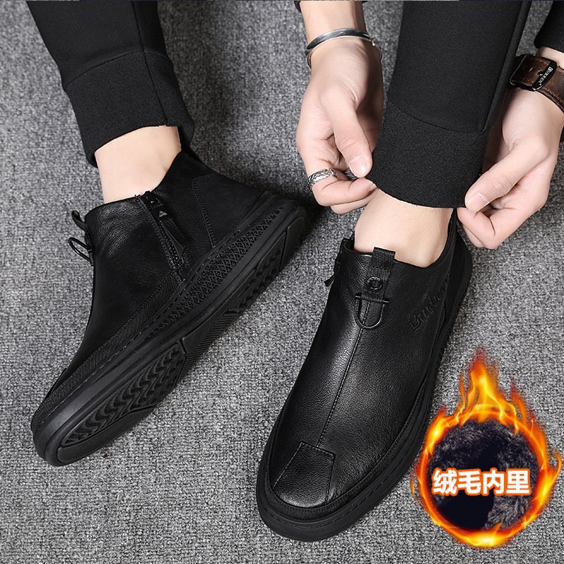 2021 autumn new single boots casual trendy shoes side zipper single shoes British leather boots personality men's shoes trend