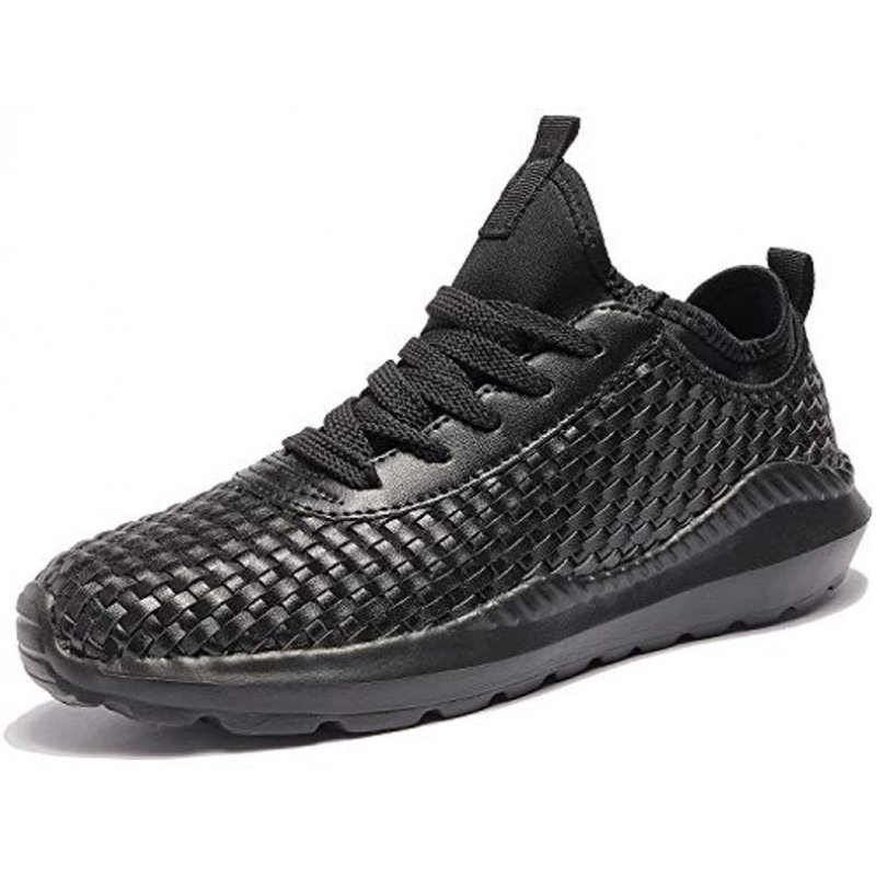 TIAMOU Walking Men and Women Running Shoes Sports Woven Slip Sneakers Casual Basketball Fashion Outdoor Movement Leisure Shoe 1black